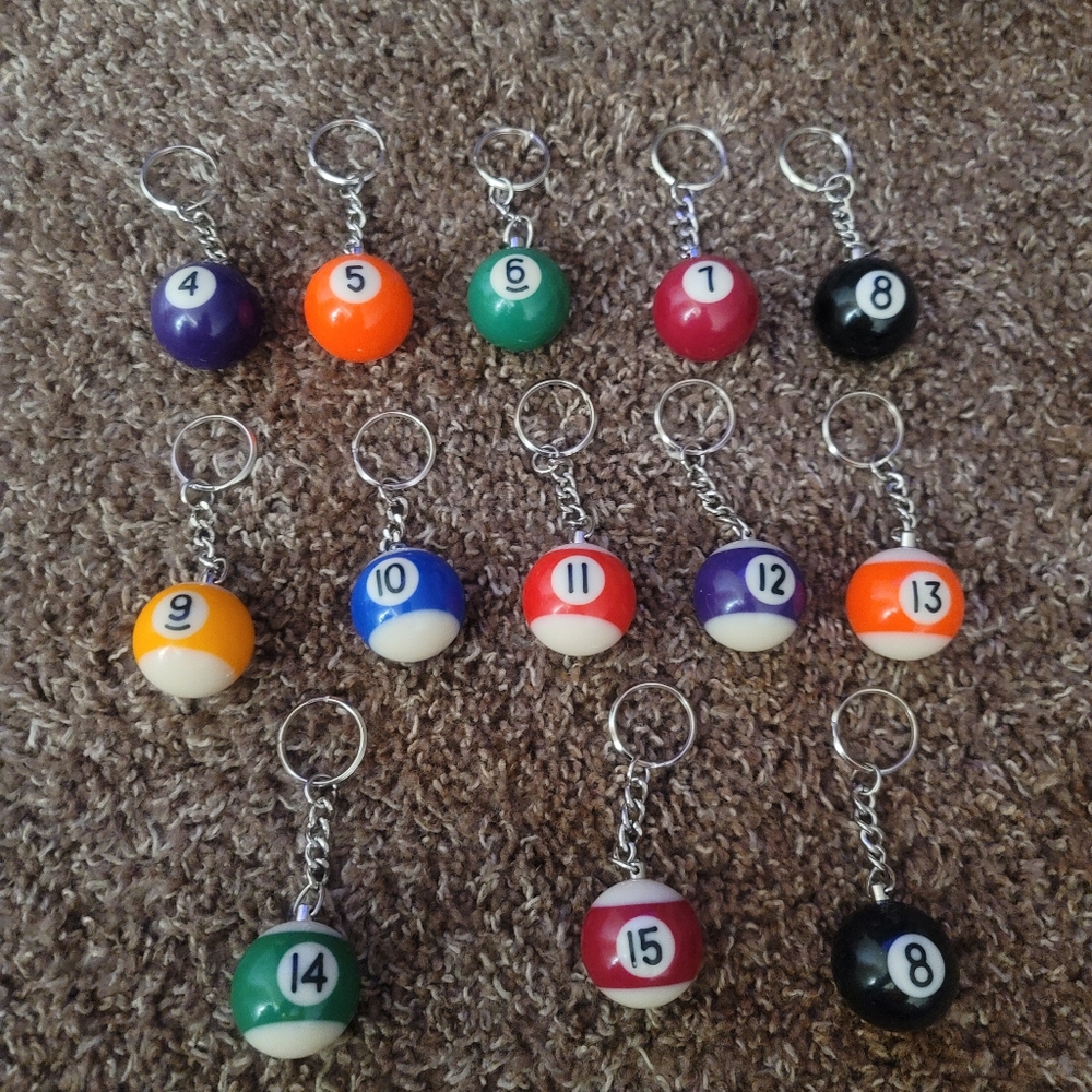 Keychain billiard balls
